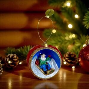 Danbury Mint Santa At The North Pole Sleigh Ride Christmas Ornament Collectible